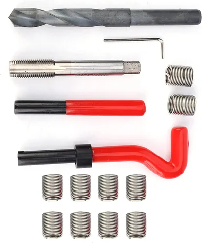 Vista 6 de Kit de reparación de insertos de rosca, 15 piezas de insertos de rosca de acero inoxidable M14x1.5 hembra de reparación de roscas kit surtido