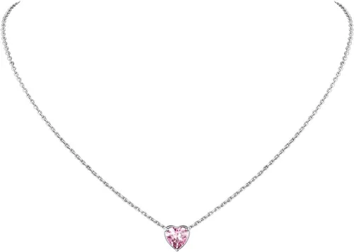 Vista 31 de Suplight 925 Sterling Silver Heart/Round Birthstone Necklaces for Women 01. Enero (Garnet)