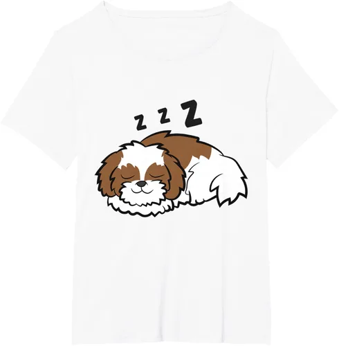 Vista 29 de Camiseta Tired Shih Tzu Dog Cute Sleeping Shih Tzu, Blanco