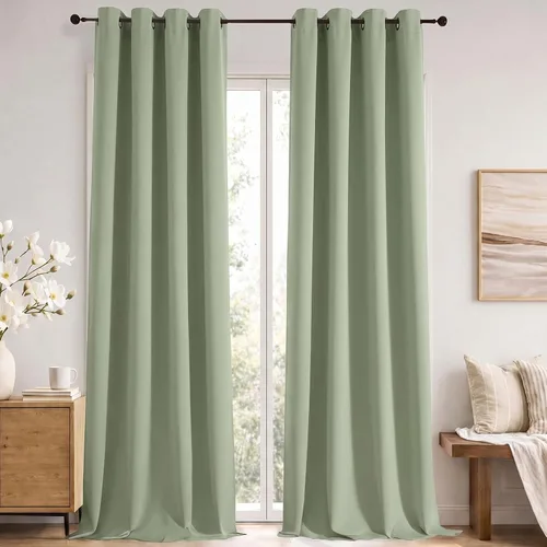 Vista 14 de Simplebrand Cortinas blancas puras de 96 pulgadas de largo para oscurecer la habitación, juego de 2 paneles para dormitorio/sala de estar, bloqueo