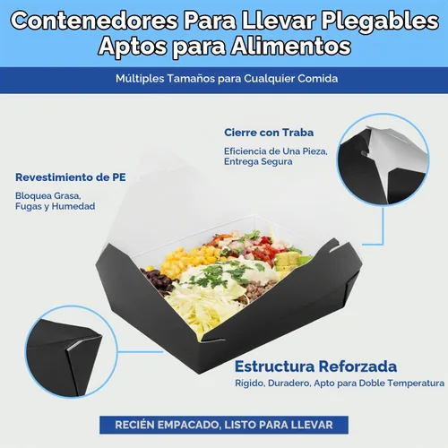 Vista 4 de Karat Paper to Go Boxes [30 oz - 450 ct] Resistente a fugas, microondas, resistentes a la grasa y apilables, color negro