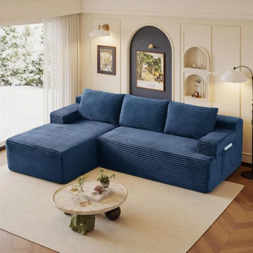 Vista 51 de Sofás seccionales de 105" para sala de estar, sofá cloud con forma de L tapizado, sofás modulares sin estructura rígida, sofá seccional moderno