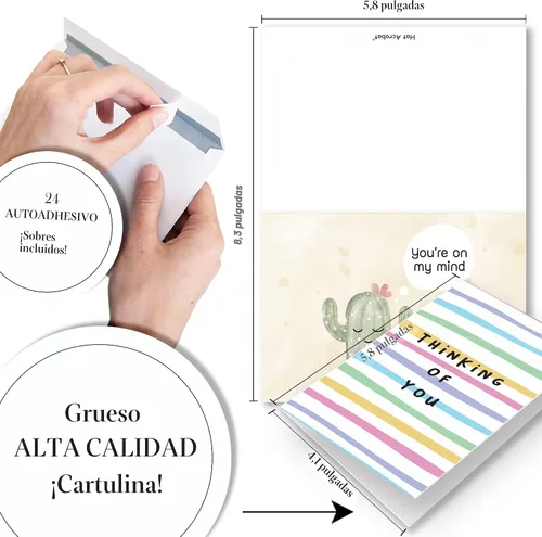 Vista 4 de Tarjetas de felicitación con sobres, 24 tarjetas de felicitación con diseños únicos y palabras inspiradoras, las tarjetas de aliento perfectas