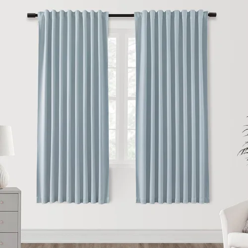 Vista 36 de SHINELAND Cortinas opacas cortas para ventanas de dormitorio, cortinas de baño, 45 pulgadas de largo