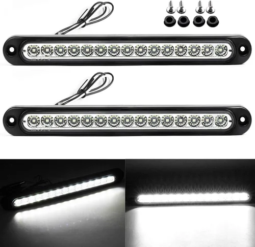 Vista 9 de Paquete de 2 luces LED de identificación de remolque de 10 pulgadas, 15 luces LED de 9 a 30 voltios, luces LED de parada, tira de luces traseras