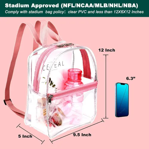 Vista 24 de Keepcross Mochila transparente de 12 x 6 x 12 pulgadas para eventos de estadio, bolsa transparente para estadios, eventos deportivos, festivales