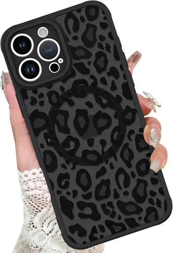 Vista 30 de KANGHAR - Funda para iPhone 11 [Compatible con Magsafe] Patrón estampado de leopardo Lindo guepardo Funda protectora magnética para niñas, mujeres