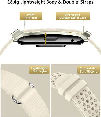 Vista 5 de Pulsera inteligente para mujeres y hombres, rastreador de actividad de salud, monitor de sueño 24 horas, frecuencia cardíaca continua durante todo