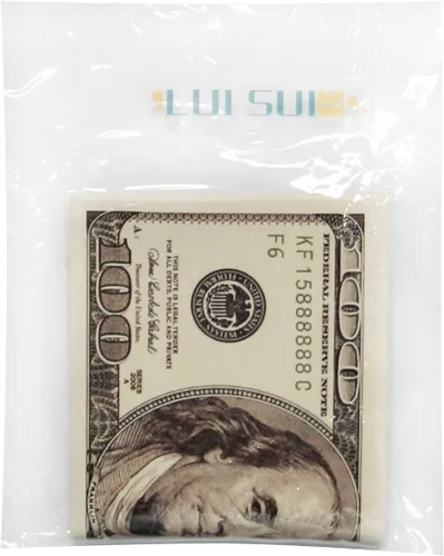 Vista 7 de Billetera de piel con diseño de billete de dólar con bolsillos plegables portatarjeta de crédito portafotos de LUI SUI 100 Dollar L388