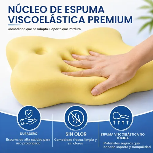Vista 6 de Almohada cervical para dormir de lado, almohada ergonómica de espuma viscoelástica para aliviar el dolor de cuello y hombros, almohada ortopédica