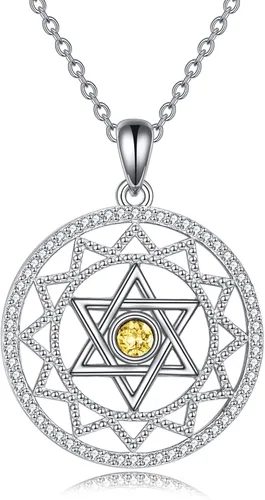 Vista 26 de YFN Collar de estrella de David de plata de ley, concha de abulón, árbol de la vida, joyería judía, regalos para mujeres y hombres
