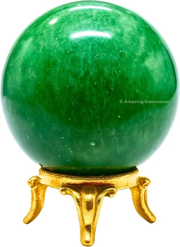Vista 37 de Amazing Gemstone Bola de cristal de Amazonita con soporte, bolas de meditación de esfera de cristal de 2 pulgadas para brujería y bolas decorativas