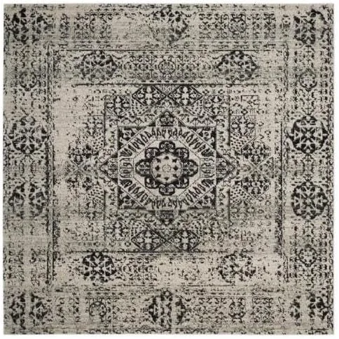 Vista 12 de SAFAVIEH Evoke Collection EVK260T Medallón oriental envejecido de 2'2" x 4', color marfil y negro, no desprende pelusa, alfombra de acento para sala