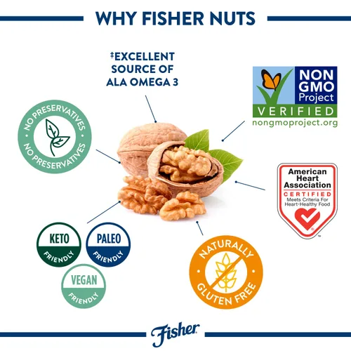Vista 4 de Fisher Chef's Naturals - Nueces picadas, 6 onzas, 100% nueces sin sal de California para hornear y cocinar, bocadillos saludables para adultos