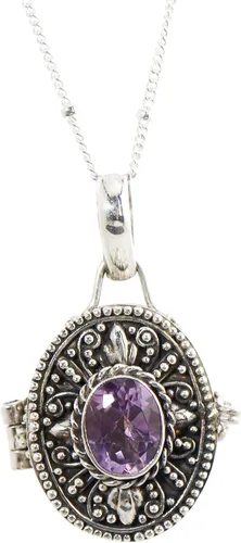 Vista 14 de Colgante de medallón ovalado de Bali de plata esterlina de 20 "collar de cadena JD125