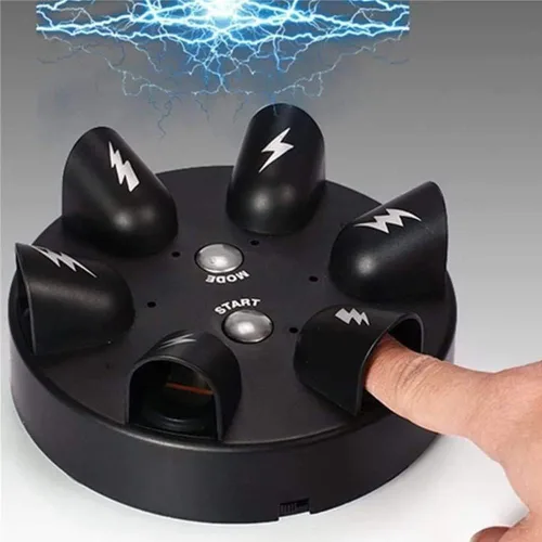 Vista 2 de OUKEYI Polígrafo de choque eléctrico actualizado, juego de choque de dedo, ruleta impactante, juego de verdad o desafío, consolas analizadoras