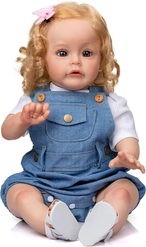 Vista 4 de Angelbaby Muñeca Reborn para niñas pequeñas, muñecas de bebé de la vida real con peso realista que se ven reales de silicona recién nacida, muñeca