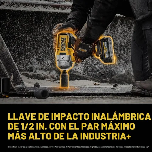 Vista 10 de DEWALT Kit de llave de impacto inalámbrica de 1/2 pulgada MAX XR de 20 V con yunque de anillo de retención rápida, batería y cargador incluidos