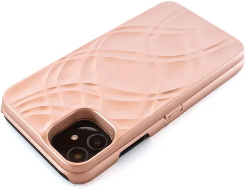 Vista 5 de Funda para iPhone 11, funda tipo cartera de lujo para mujer con tarjetero a prueba de golpes espejo y soporte para Apple iPhone 11 2019 de 6.1 Oro