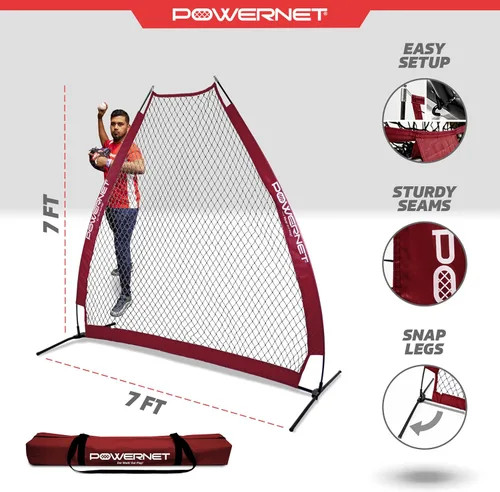 Vista 3 de PowerNet Baseball Training Equipment Baseball Net, Portable Softball Batting Practice Pitching Screen, 7-FT I-Screen or A-Frame Pitching Net