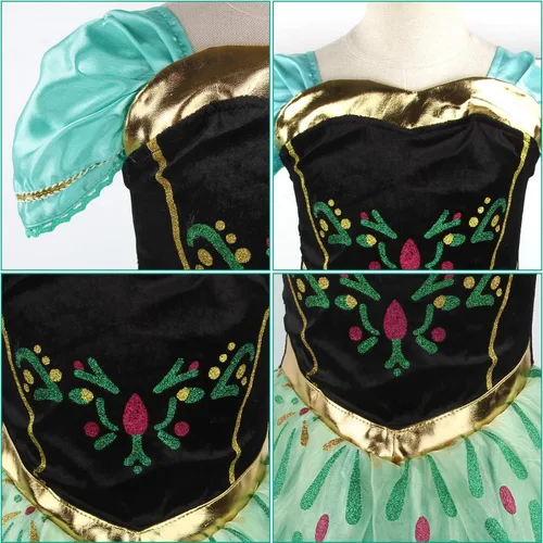 Vista 6 de Vestido de princesa Anna para niñas disfraz de Anna vestido de fiesta de cumpleaños de Halloween