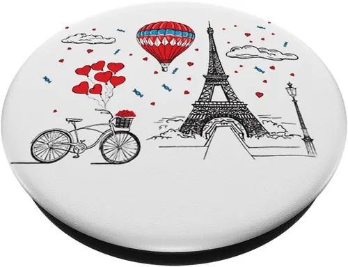 Vista 2 de Torre Eiffel - Globo aerostático - Famosos edificios de París PopSockets intercambiables PopGrip