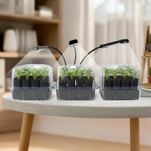 Vista 7 de SOLIGT - Bandejas de iniciación de semillas de riego automático de 72 celdas con luz de crecimiento, kit de inicio de semillas con cúpulas