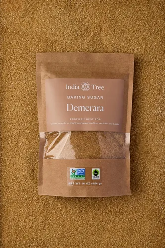 Vista 2 de India Tree Azúcar Demerara, 1 lb (paquete de 4) Large Golden Crystals