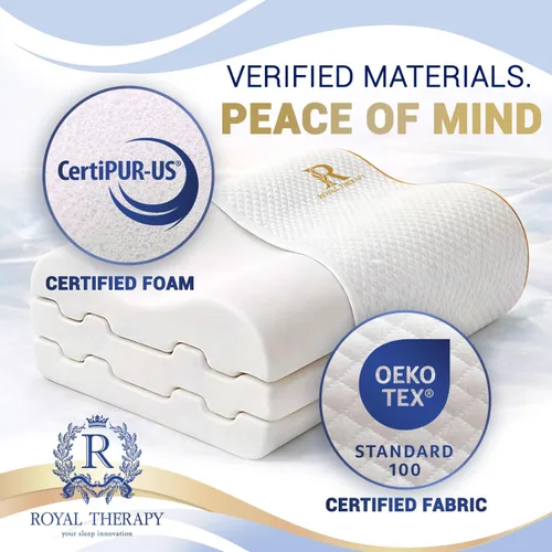 Vista 8 de Almohada de viaje de espuma viscoelástica Royal Therapy, almohada para el cuello de bambú ajustable para dormir de lado (viaje 18 x 12 x 5)