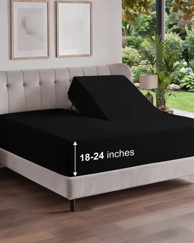 Vista 126 de Sábana bajera ajustable extra profunda Twin XL – Sábana bajera individual de lujo de hotel solamente – Se adapta fácilmente a colchones de 18 a 24