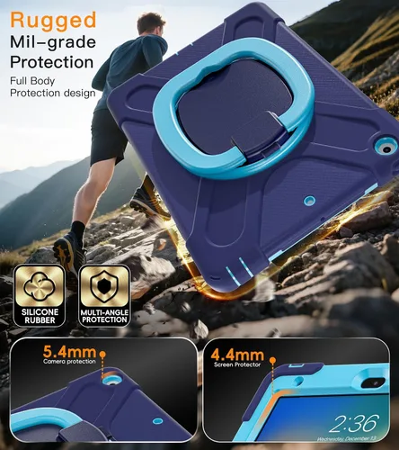 Vista 3 de BATYUE Funda para iPad de 9ª/8ª/7ª generación (funda resistente para iPad de 10.2 pulgadas 2021/2020/2019) con protector de pantalla, soporte