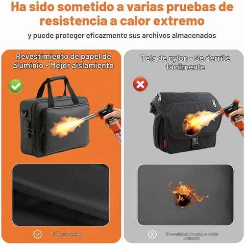 Vista 4 de Organizador de archivos ignífugo con cerradura, carpeta de documentos ignífuga, portátil, oficina en casa, almacenamiento seguro para documentos