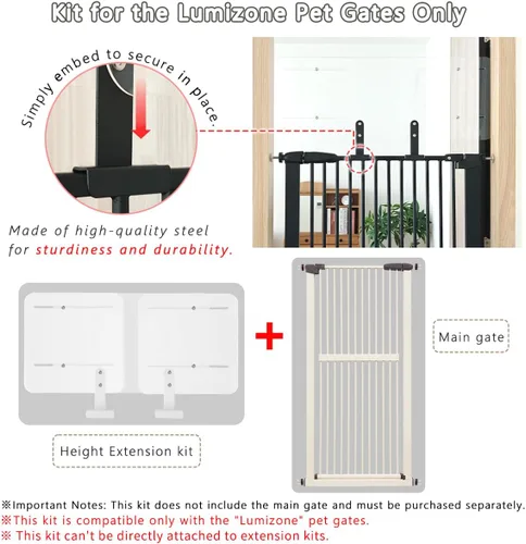 Vista 3 de Lumizone Altura del kit de extensión de la puerta para mascotas: 13.4 "Anchura ajustable: 23.6"-41.3" Diseño deslizante La sensación no opresiva