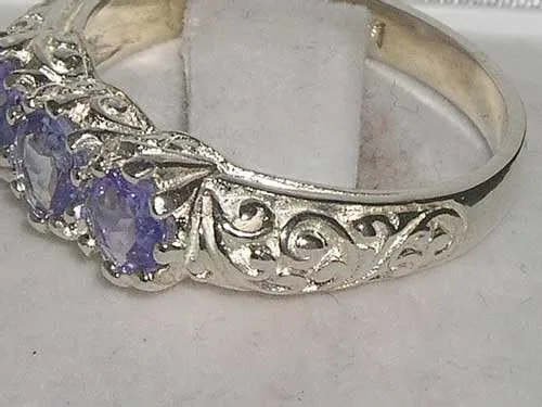 Vista 5 de Anillo de plata de ley 925 auténtica de Tanzanita para mujer