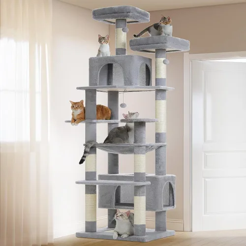 Vista 14 de PAWZ Road Árbol grande para gatos, torre para gatos de 72 pulgadas para gatos grandes, condominio para gatos con postes rascadores y almohadillas
