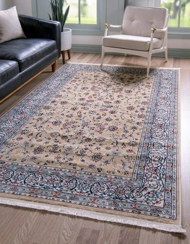 Vista 5 de Unique Loom Narenj Collection - Alfombra de área con diseño de Leeds (5 pies 1 pulgada x 8 pies, rectangular, verde/beige)