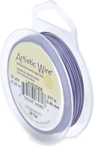 Vista 182 de Artistic Wire, Alambre de cobre de color chapado en plata de calibre 18, resistente al deslustre, amatista, 20 pies