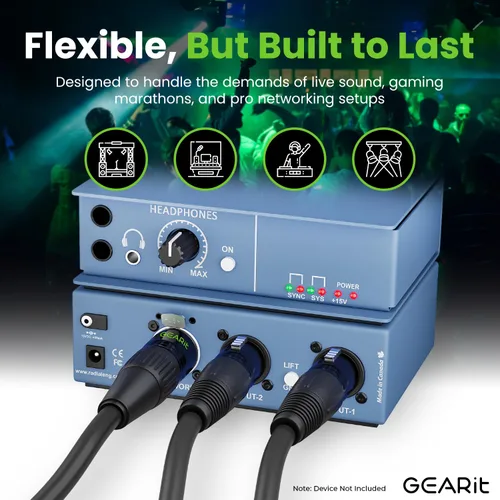 Vista 3 de GEARit Cable Ethercon CAT6 blindado (3 pies) de audio profesional e iluminación RJ45 EtherCON Cable compatible con EtherCON para estudio, escenario