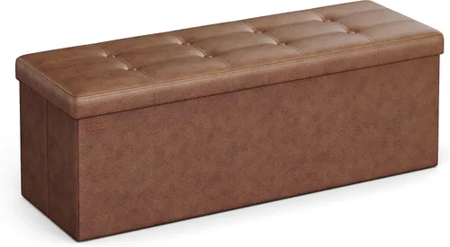 Vista 33 de Songmics Funda de piel sintética plegable – Banco de almacenamiento otomano reposapiés