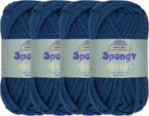 Vista 21 de JubileeYarn Hilo esponjoso para platos - 50 g/madeja de nylon grueso - paño de cocina - negro - 4 madejas