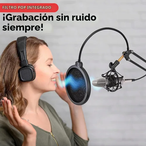 Vista 3 de Pyle Soporte de suspensión para micrófono: soporte de micrófono con brazo de tijera con soporte de choque, filtro pop integrado, extensión máxima