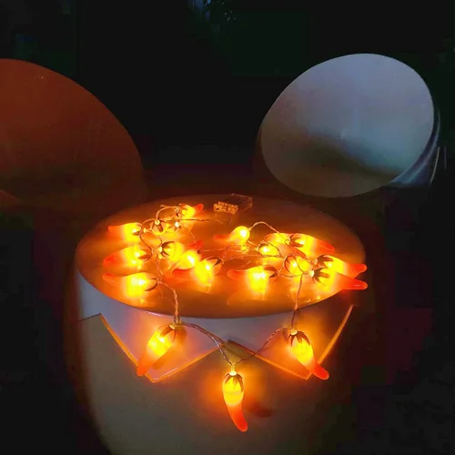 Vista 5 de 9.8 ft 20 LED Red Chili String Light Pepper Fairy Lights USB Powered Lámpara para fiesta de Navidad Decoración del hogar (2 modos USB)