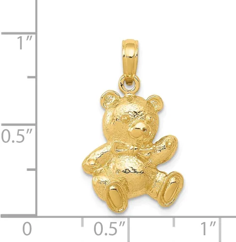 Vista 3 de Colgante de oso de peluche de oro amarillo macizo de 14 quilates, 0.906 x 0.433in