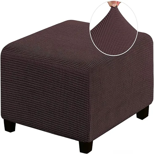 Vista 15 de Funda otomana de alta elasticidad, fundas protectoras de terciopelo elástico para reposapiés, lavable, resistente a la suciedad, con parte inferior