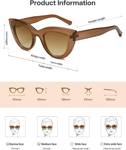Vista 32 de SOJOS Retro Small Vintage Cat Eye Sunglasses for Women Cute Fashion UV400 Sunnies SJ2939