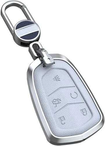 Vista 10 de ontto Funda de cuero de 4 botones compatible con Cadillac Smart Remote Key Shell Metal Key Case para SRX XT4 XT5 XT6 CTS CT6 ATS XTS Accesorios