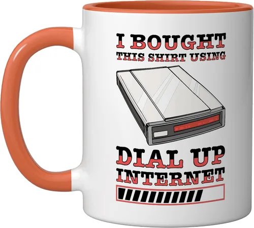 Vista 7 de 90s Nostalgia Retro 90s Dial Up Internet Vintage Ceramic Mug, Black/White