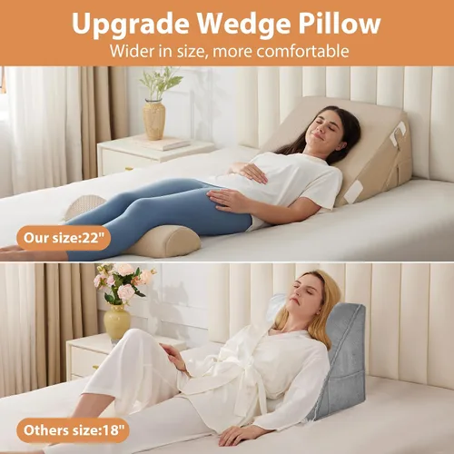 Vista 7 de BIEEZZK Juego de almohadas de cuña para después de la cirugía, almohada de cuña para reflujo ácido, almohada de cuña de cama con ajustable de 9 y 12