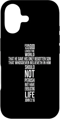 Vista 32 de Christian Cross John 3:16 Bible Verse Faith-Based Easter Case for iPhone 16