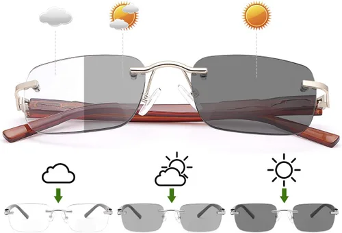 Vista 2 de 2 pares de lentes de lectura de transición, lentes de sol fotocromáticos, protección UV, lectores solares anti luz azul para hombres y mujeres